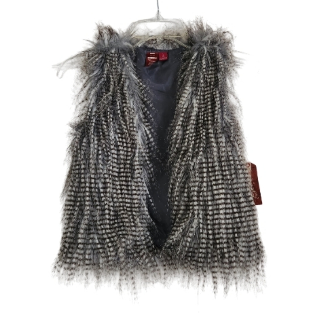 FAUX OSTRICH FEATHER OPEN FRONT VEST GIRLS SZ 7/8